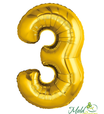 Balon cifra din folie "3" auriu foto 394x433